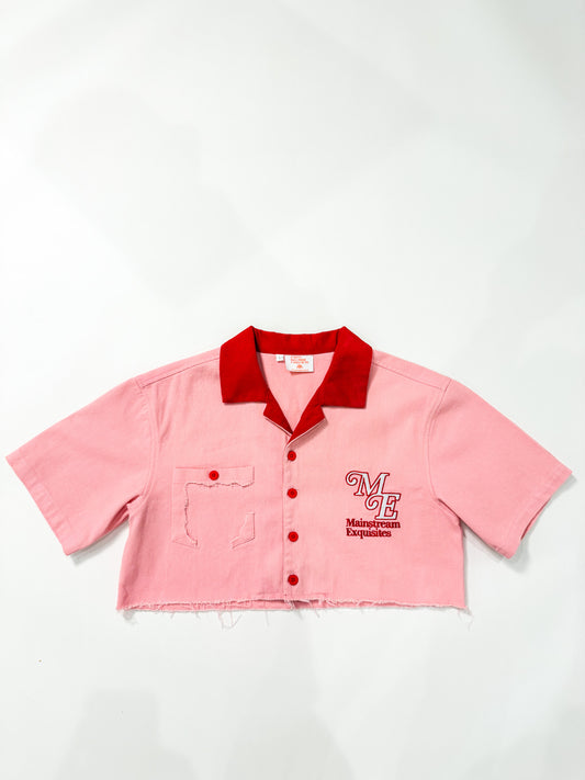 “Put It On My Man’s Tab” Crop Top Button-Down Worker Shirt
