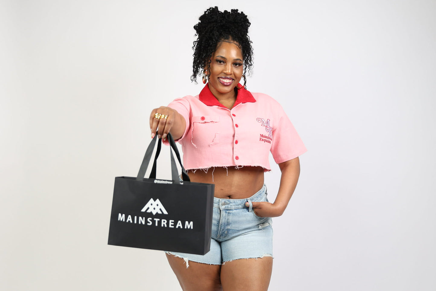 “Put It On My Man’s Tab” Crop Top Button-Down Worker Shirt