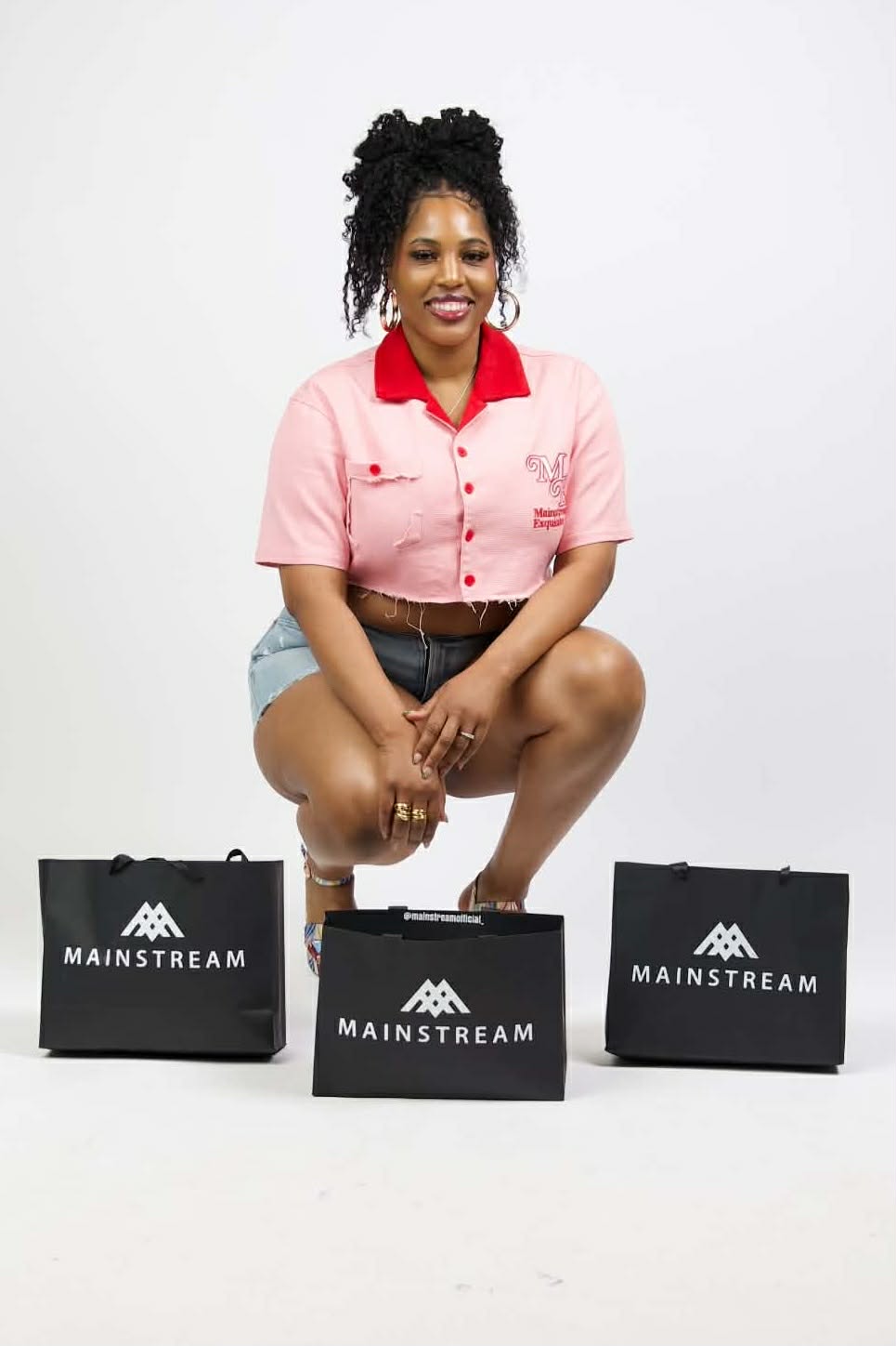 “Put It On My Man’s Tab” Crop Top Button-Down Worker Shirt